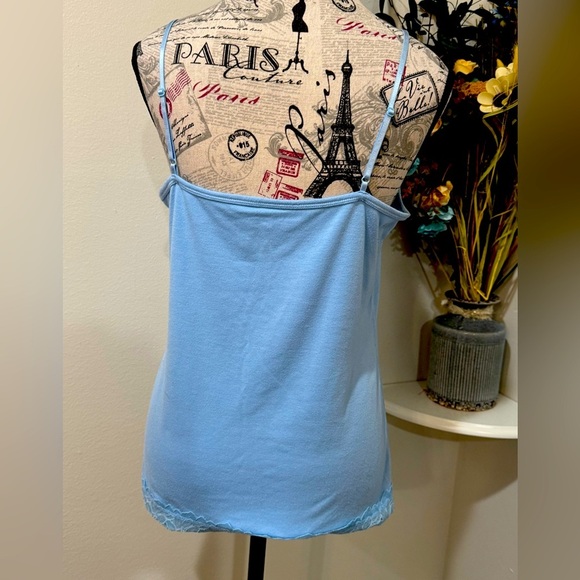 Light Blue Lace Trim Camisole - Picture 3 of 7
